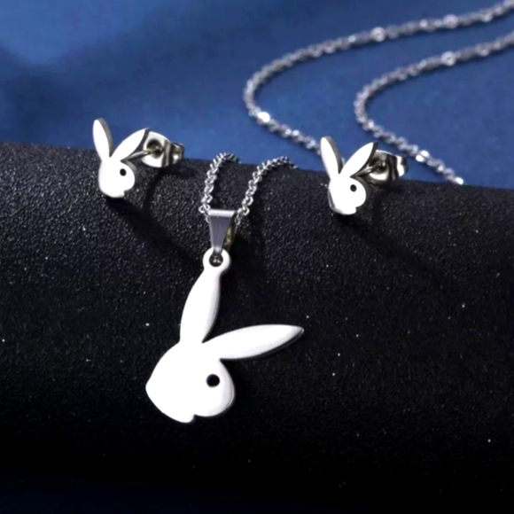 Bunny Earrings and Necklace Set - Picture 1 of 1